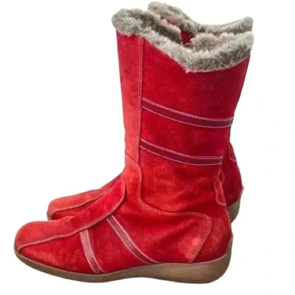 AQUATALIA ORANGE SUEDE WINTER BOOTS MADE IN ITALY SQUARE TOE WEDGE SIZE 8 - Picture 2 of 15